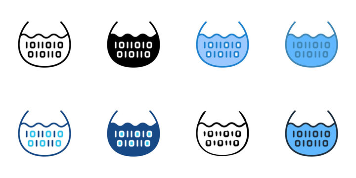 Data lake icons set multiple style collection. Editable stroke 
