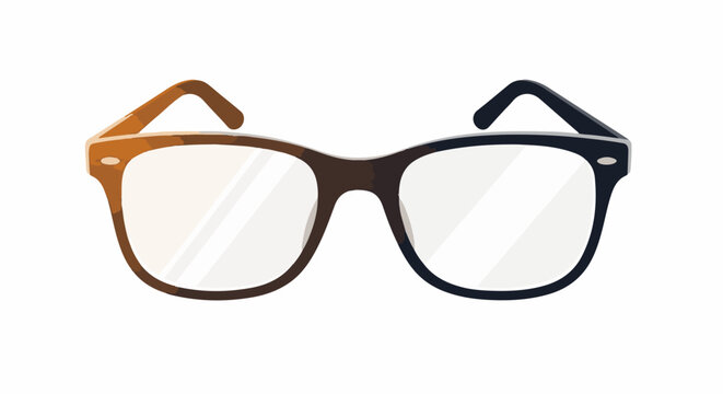 A pair of wayfarer-style glasses with dark frames and clear lenses
