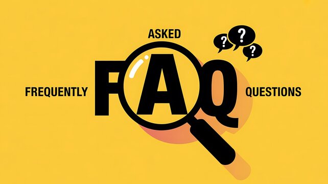FAQ, frequently asked questions, business information, yellow background
