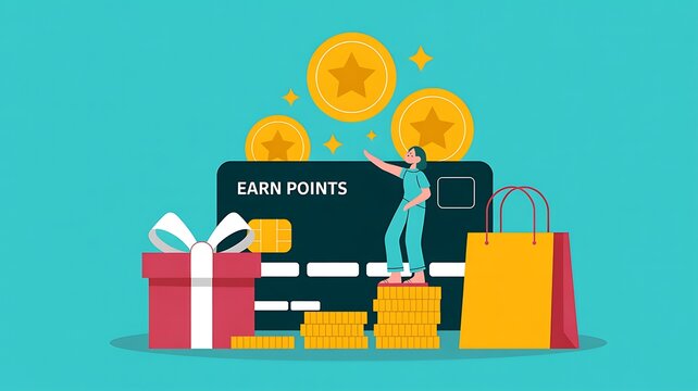 Rewards program, shopping rewards, loyalty points, gift shopping, ecommerce concept