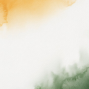 Abstract watercolor paper texture background with orange green wash