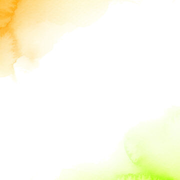 Watercolor orange and green abstract background creating texture
