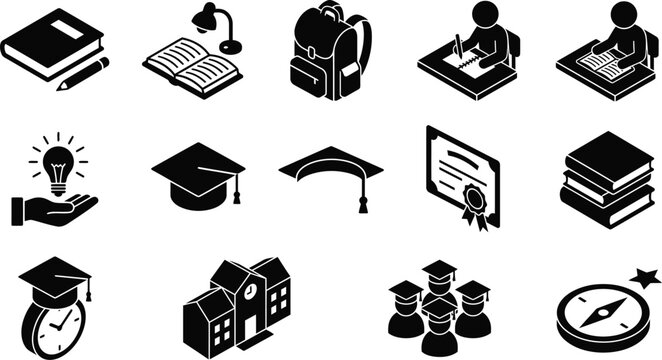 Set of Isometric Education and School Icons.