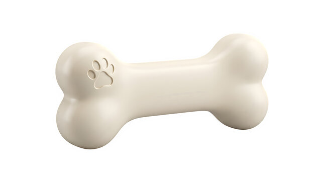 Hard white rubber dog toy bone with activity entertainment accessory training domestic exercise companion supplies equipment playtime nontoxic caninetoy trainingtool veterinary