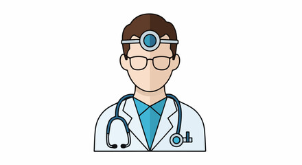 Fototapeta premium Stylized illustration of a male medical professional wearing a white coat and stethoscope