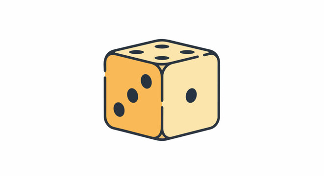 Simple illustration of a six-sided die with pips on its faces