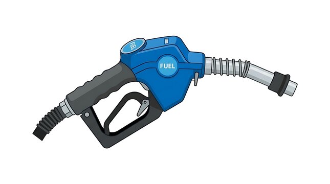 A digital illustration of  of a Nozzle  Gas  Fuel  Pump Handle  Action   and  in a  Technology  Environment