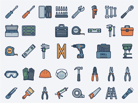 Household Fixer Tool Icon Library