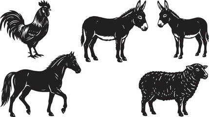 Fototapeta premium Farm animal silhouettes