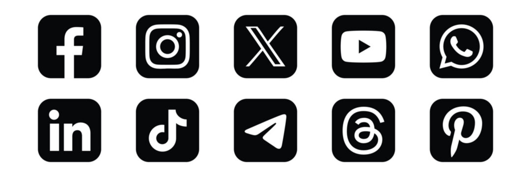 Black and white social media app on a white background social media app black and white facebook instagram