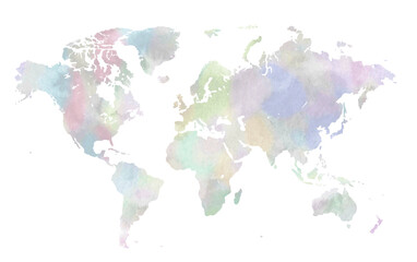 Fototapeta premium Watercolor-style vector world map (smoky colorful)