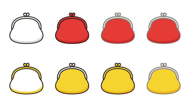Colorful illustration of various coin purses