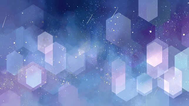 Large overlapping translucent hexagonal crystals on deep blue pu