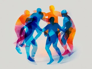 Obraz premium Abstract Football Players Circle Symbolizing Global Unity