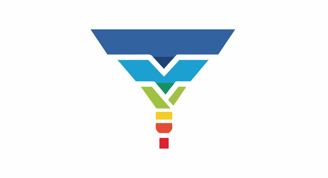 Colorful funnel graphic illustrating a filtering process
