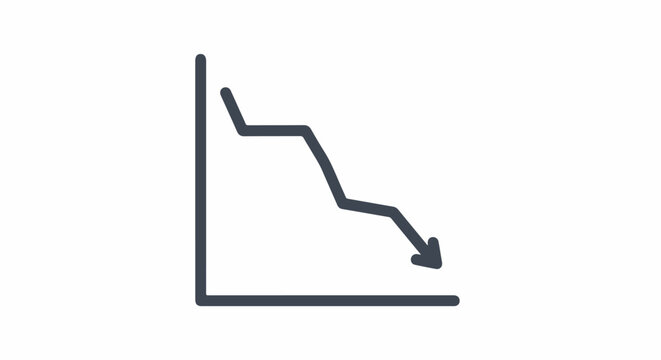 A dark line chart shows a downward trend with an arrow indicating a decline