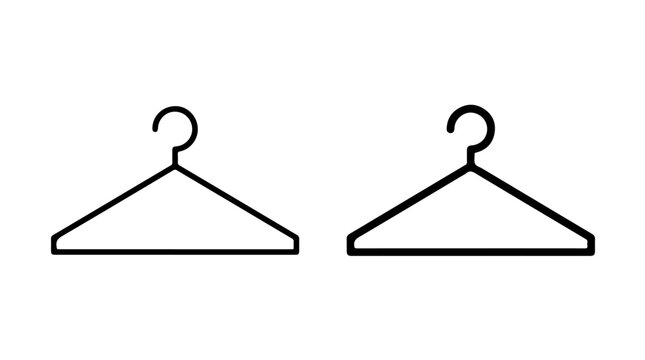 Clothes Hanger Icon Pair Representing Fashion, Organization, and Wardrobe in Minimal Black‑and‑White Vector Style