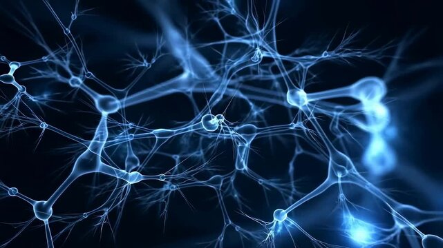 Abstract representation of interconnected neurons in a digital network. Visualizing the complexity of neural connections and brain activity
