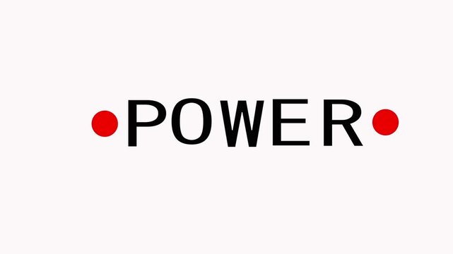Minimalist motion animation of the word power with soft pink pulsing circles typography