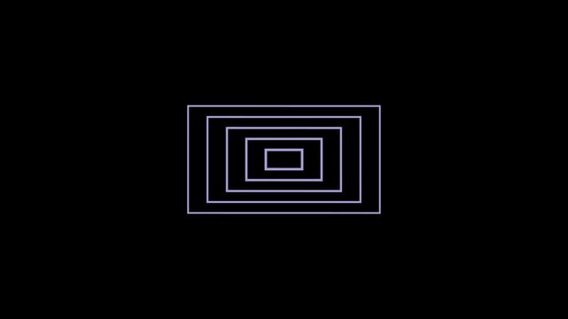 Minimal Black and White Tunnel Pattern with Concentric Rectangle Shapes and Endless Perspective Effect, Abstract Optical Art Background Designed for Video Production, VJ Loops and Contemporary Multime