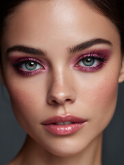 Fototapeta premium Young woman with natural beauty and stunning makeup