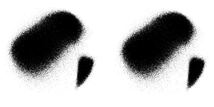 Grainy noise circles vector set. Dot grain texture circles. Spray texture sand and dissolving circles. Abstract black spheres with gradient stipple pattern.  Vector illustration