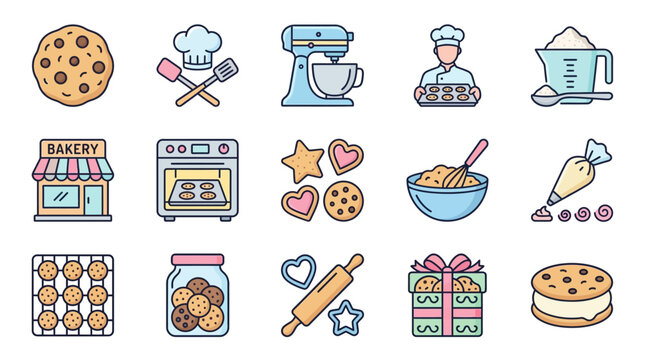 Bakery Scene with Cookie Preparation and Baking Tools
