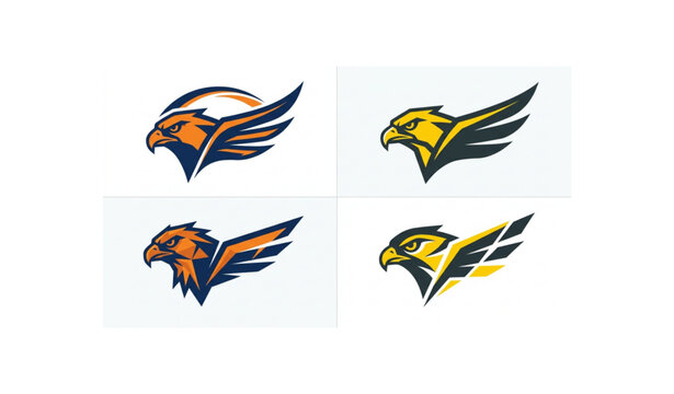 
Falcon head logo vector set with abstract geometric hawk and eagle icons for corporate branding
