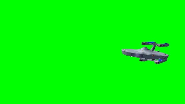 Green toy airplane flying in sky with green screen alpha background aviation concept illustration