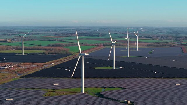 Aerial footage displaying public utility innovations in large scale localized green power production