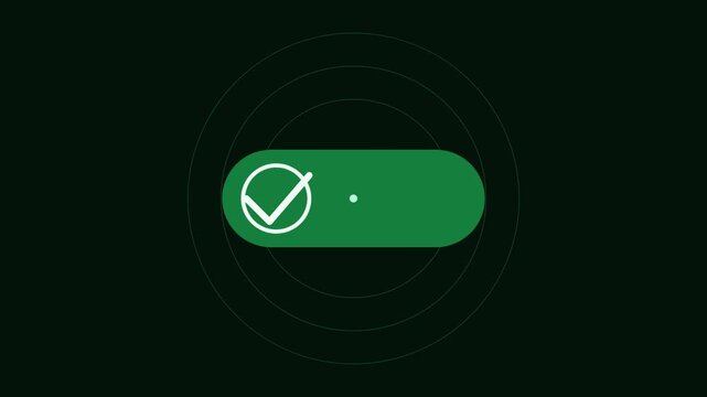 Animated green toggle switch ui with checkmark success feedback animation