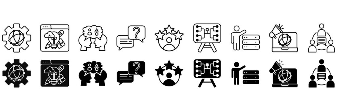 Knowledge transfer icon set. distribute and sharing symbol. Vector illustration.