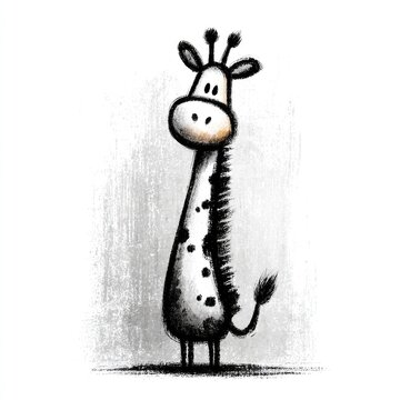 Cute giraffe doodle illustration on light textured background