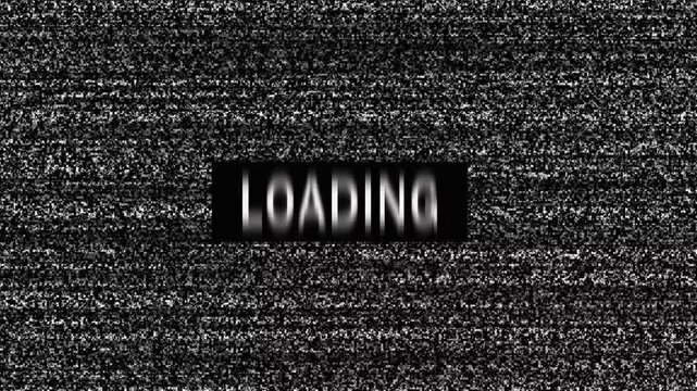 Loading glitch text animation, Futuristic uploading progress bar with glitch effect isolated