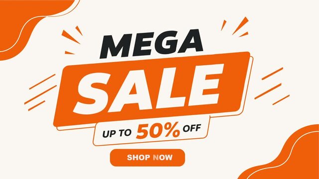 Mega Sale Promotional Background Loop with 50 Percent Off Call to Action