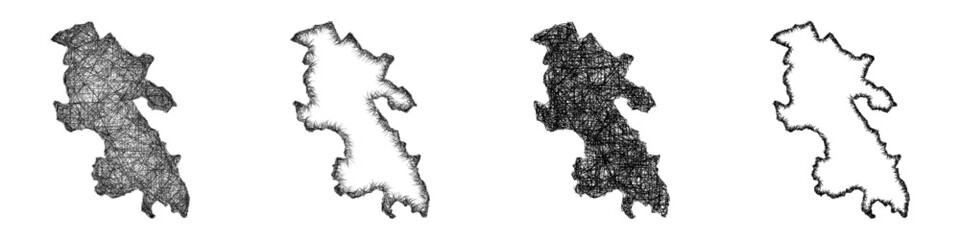 Fototapeta premium Sketch black and white Buckinghamshire (England) outline map design set