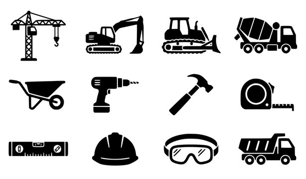 Machine parts blueprint vector collection mechanical engineering illustration