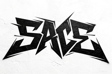Obraz premium Bold Black Graffiti Art on White Wall