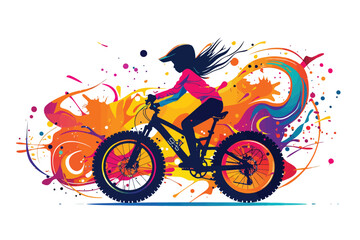 Fototapeta premium kid riding bicycle isolated illustration
