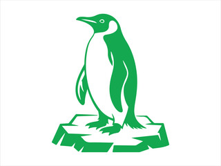 Obraz premium Blue penguin standing on ice flat vector isolated illustration design