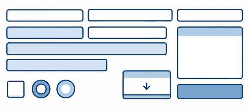 UI kit elements for website and app design. Wireframe UX components and mockup template.