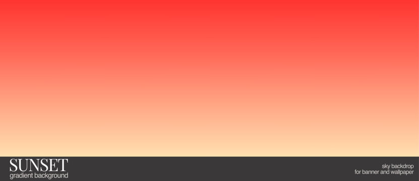 Abstract sunset gradient background. Bright red to soft peach smooth horizontal blend. Minimal sky backdrop for banner and wallpaper.