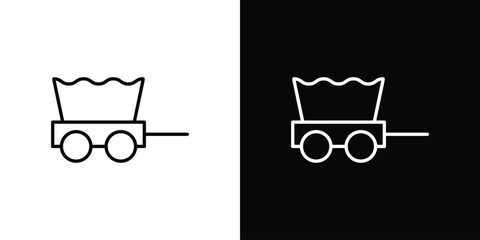 Covered wagon icon symbol. Vector outline drawing. © Lily