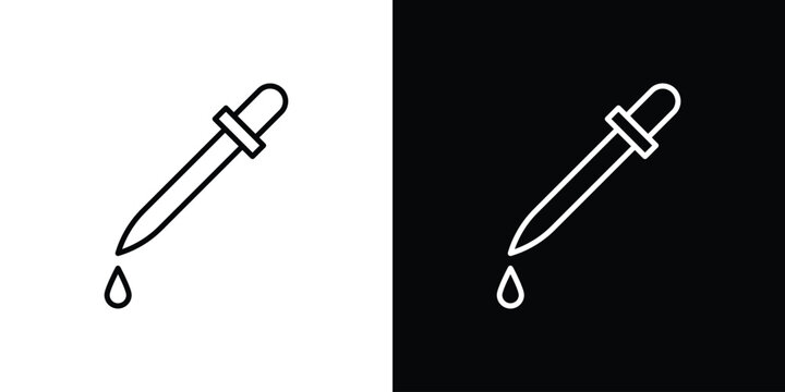 Eye dropper half icon symbol. Vector outline drawing.