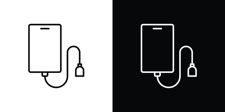 External hard drive icon symbol. Vector outline drawing.