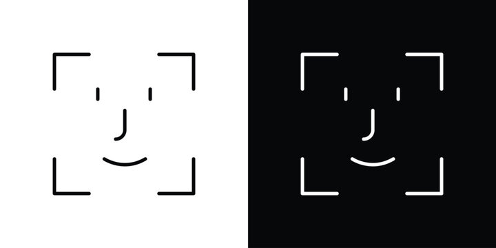 Face id icon symbol. Vector outline drawing.