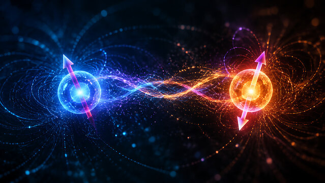 Opposing Energy Forces With Dual Particle Interaction | Futuristic Electromagnetic Field Collision Visualization | Abstract Physics Concept Of Charge And Motion