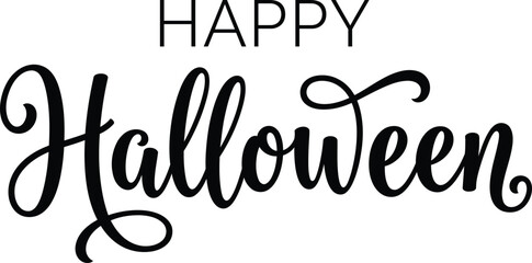 Happy Halloween greeting card with elegant black text © MD