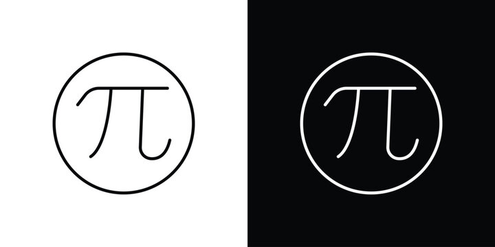 Pi icon symbol. Vector outline drawing.
