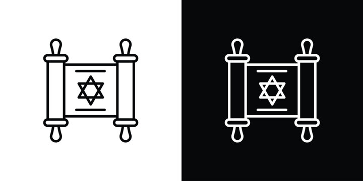 Scroll Torah icon symbol. Vector outline drawing.
